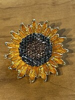 ACCESSORIES -   Sunflower Brooch , Zink Alow/ Inlaid Metal, Rhinestone