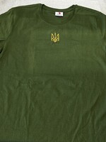 APPAREL - T-shirts (M) Green/Khaki Zelensky Style, with Embroidered Tryzub 3 XL