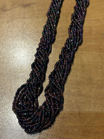 ACCESSORIES - Necklace 18" Multi Strand Brown/ Bronze/ Purple Mini Glass Chech Beads