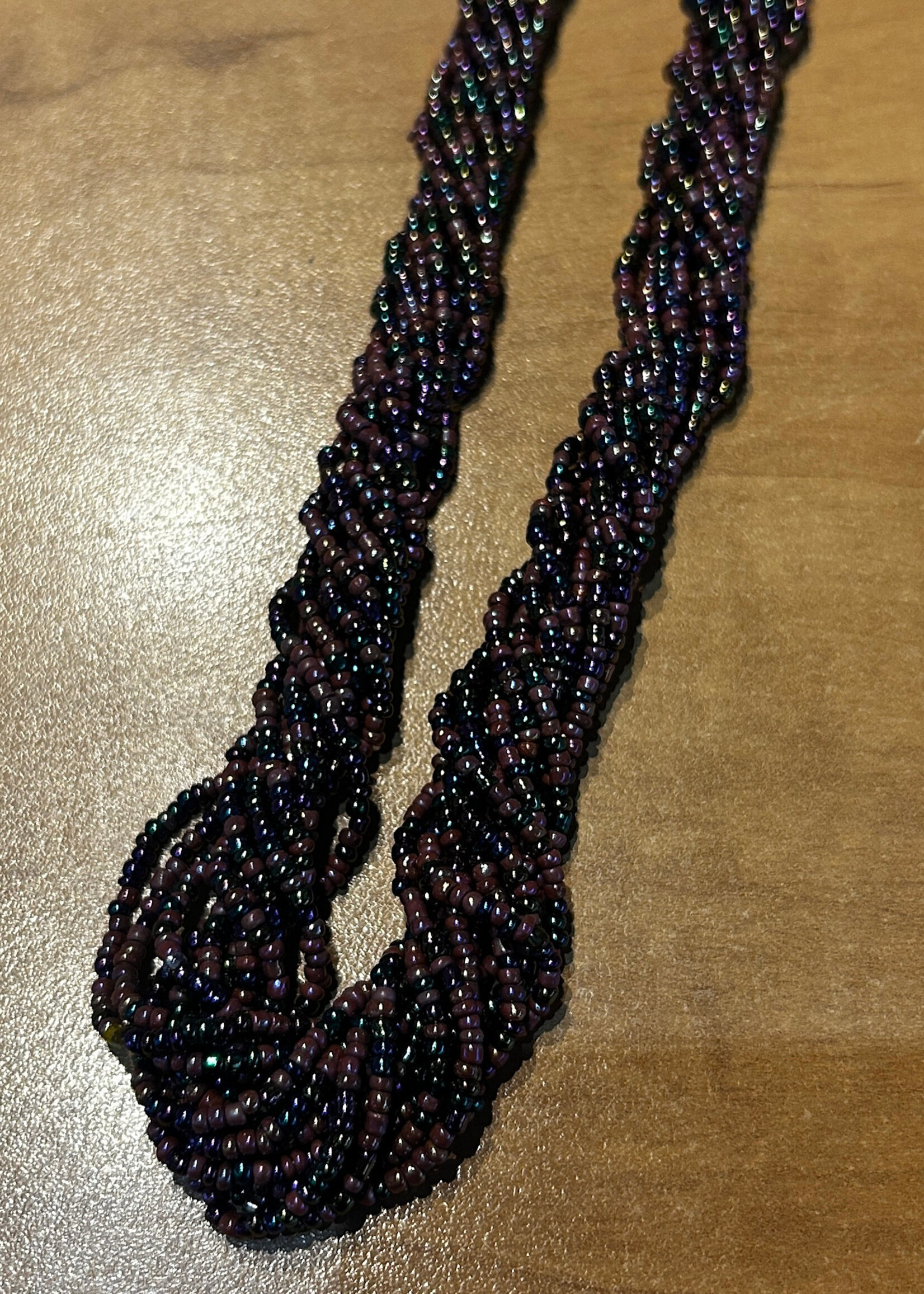 ACCESSORIES - Necklace 18" Multi Strand Brown/ Bronze/ Purple Mini Glass Chech Beads
