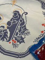 DIY - Embroidered Runner with glass beads "Merry  Christmas" ( Runner with pattern)