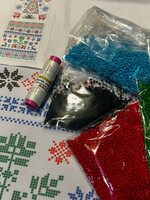 DIY - Embroidered Runner =20,  &  Glass Beads  " Christmas tree" ( Runner with pattern)