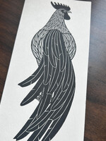 None CARD -  J. Hnizdowsky,  Rooster Woodcut 1972