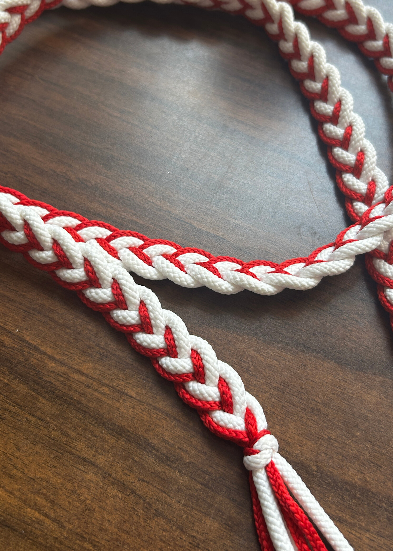 None ACCESSORIES - BELT- Red and White Braided Belt Small