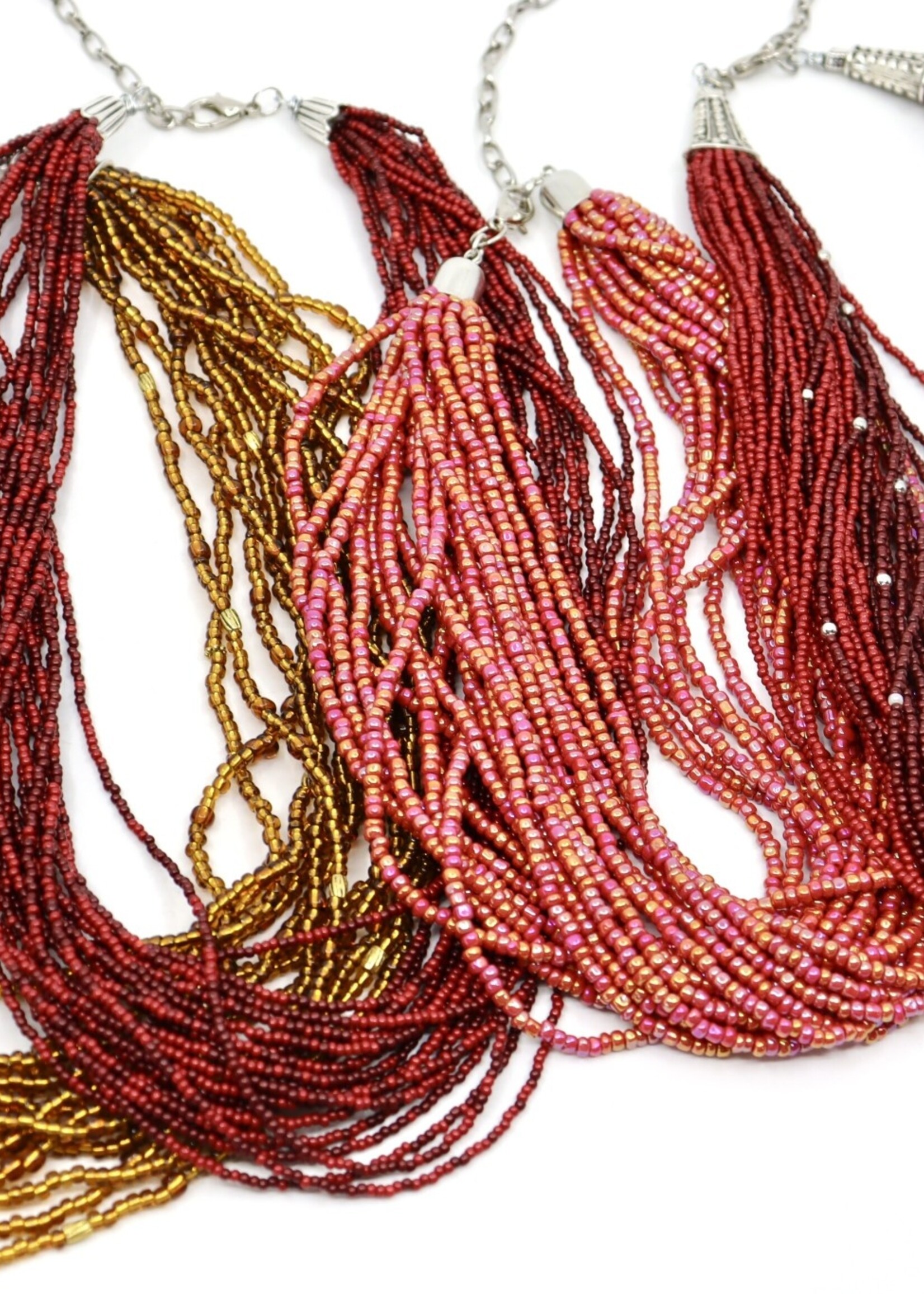 ACCESSORIES -  Necklace, 7-9", Glass Beads/ Multiple strand/ Silver Lock