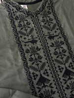 APPAREL - (Men's) Vyshyvsanka Khaki,, AMULET" Embroidered with Tryzub &