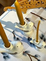 Ceramic bird candleholders without candles - set of 3: S-M-L white coloured Made In Ukraine