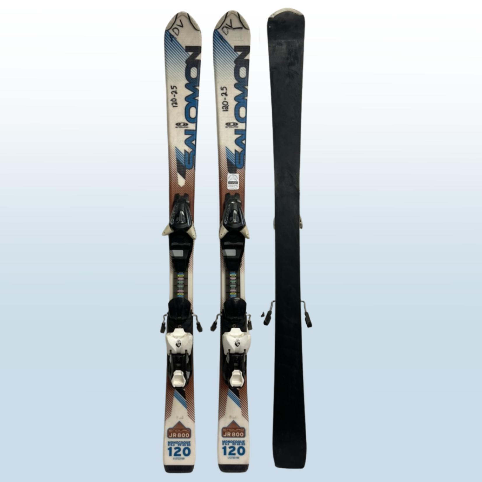 Salomon Salomon Enduro Jr. 800 Kids Skis + Salomon C5 Adjustable Bindings White/Brown 120cm