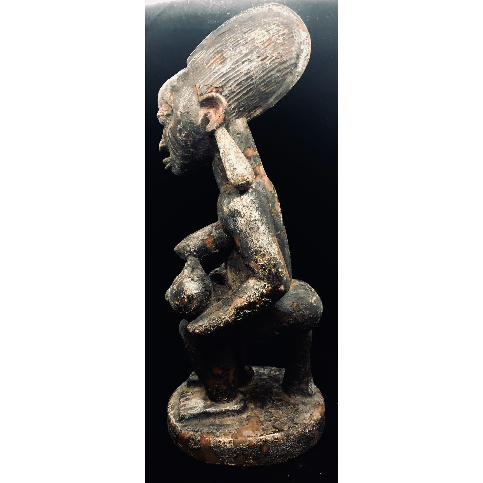 Yoruba Polychrome Maternity Wooden Figure