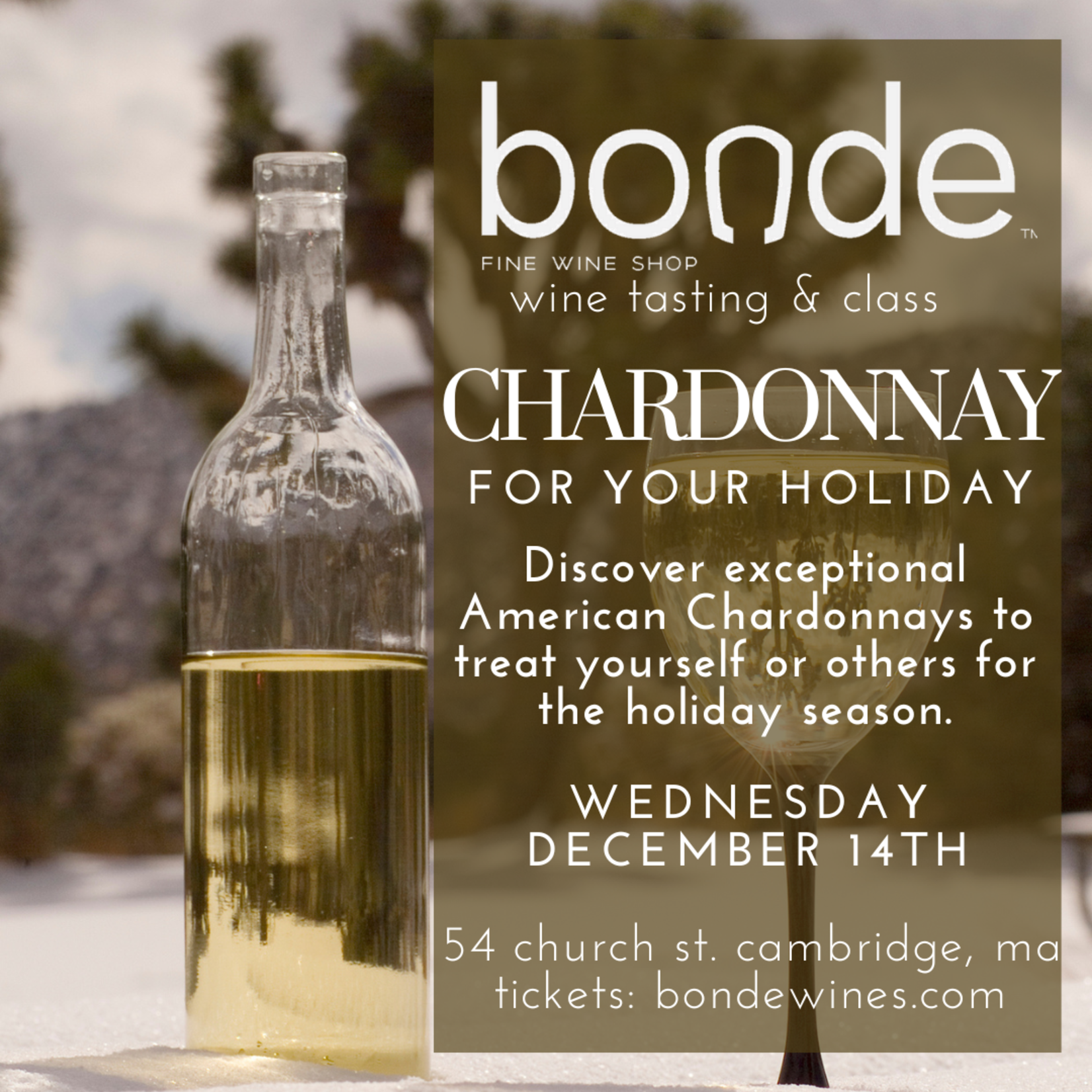 (SOLD OUT) Chardonnay for Your Holiday - Wine Tasting & Class - Wednesday, December 14, 7:00 p.m.