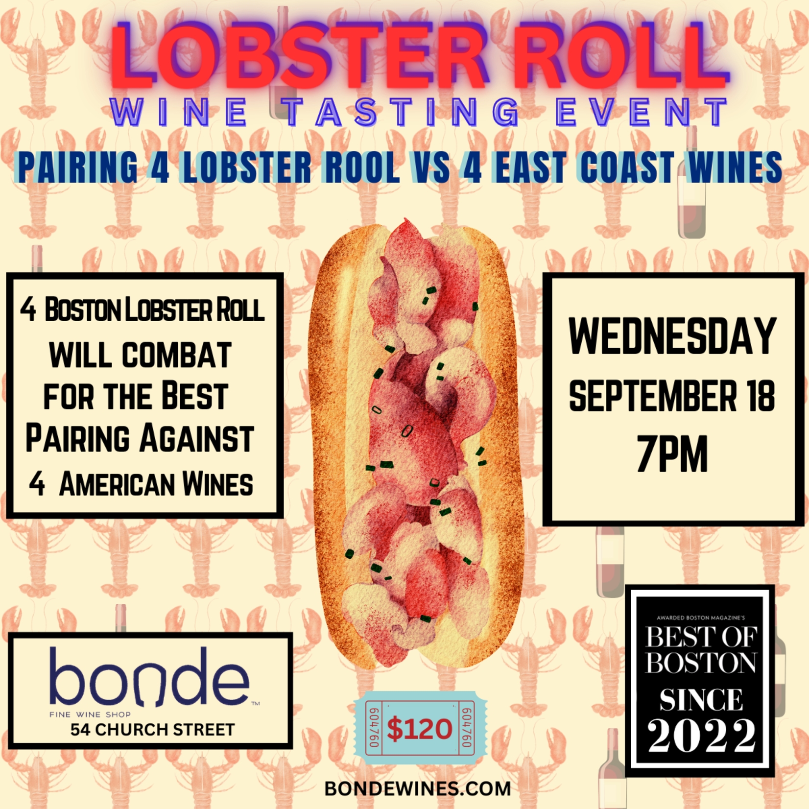 Lobster Rolls with East Coast Wines - Wine Tasting & Class - Wednesday September 18th, 2024