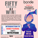 Fifty Shades of Wine - Wine Pairing 101 - Part 2: With Food -  Thursday October 10, 2024