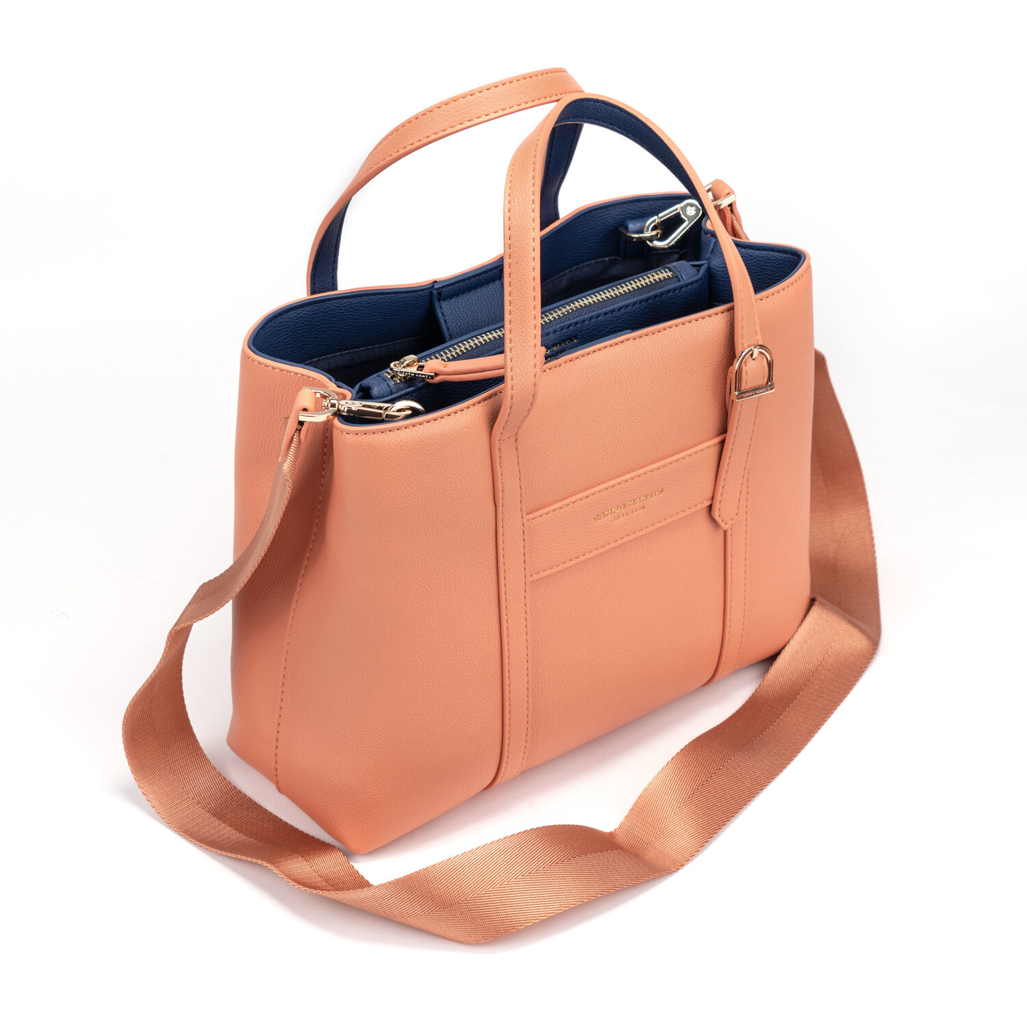 Midi Leather Satchel With Front Pocket 