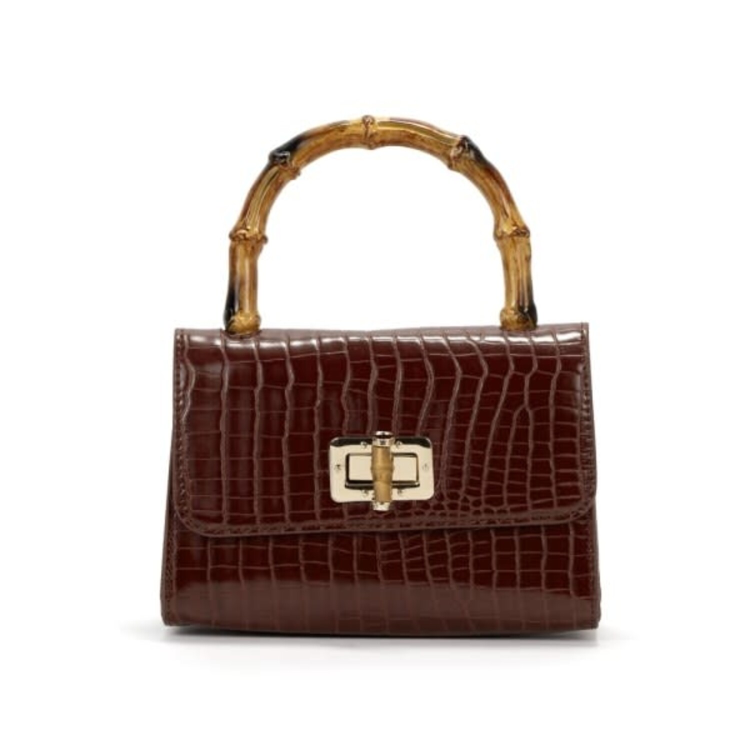 Bamboo handle drape bag／orange camel Gucci Orange Crocodile Whipstitch Medium New Bamboo 1921 Top