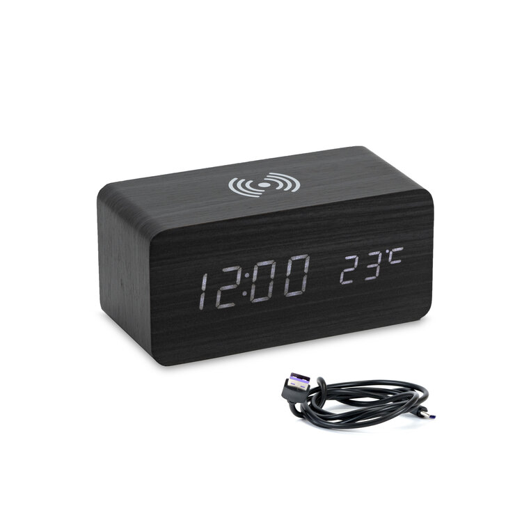 LED ALARM CLOCK WITH SOUND CONTROL & WIRELESS CHARGER