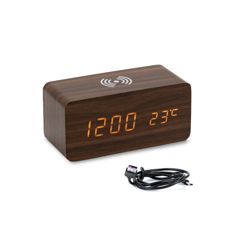 LED ALARM CLOCK WITH SOUND CONTROL & WIRELESS CHARGER
