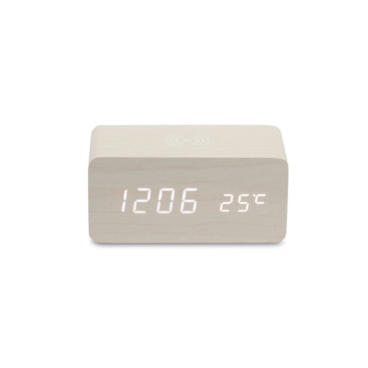 LED ALARM CLOCK WITH SOUND CONTROL & WIRELESS CHARGER