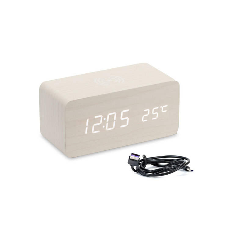 LED ALARM CLOCK WITH SOUND CONTROL & WIRELESS CHARGER