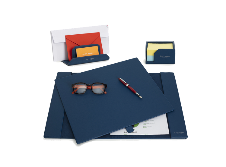 DOUBLE DESK SET OF 3-PIECES  LAPIS BLUE