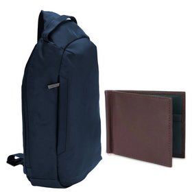 SLING BAG & WALLET BUNDLE OCEAN BLUE-BROWN