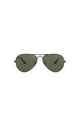 RAYBAN AVIATOR LARGE METAL BLACK WITH CRYSTAL GREEN POLARIZED