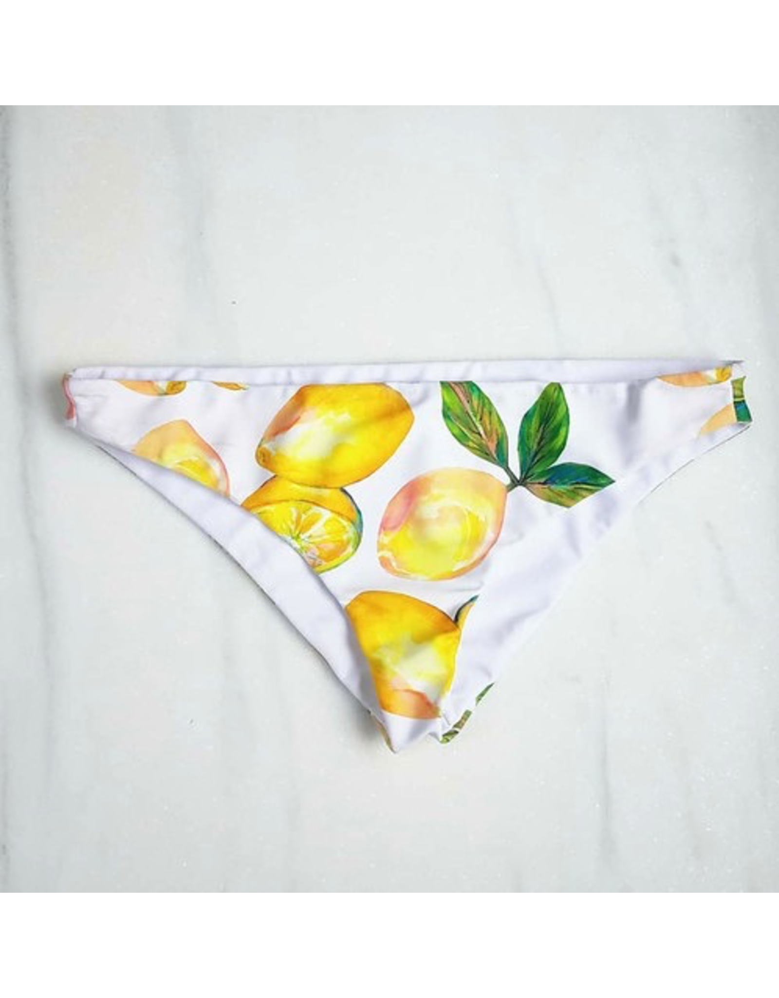 AZURE SWIMWEAR EXUMA BOTTOM - LEMON/WHITE - MEDIUM COVERAGE