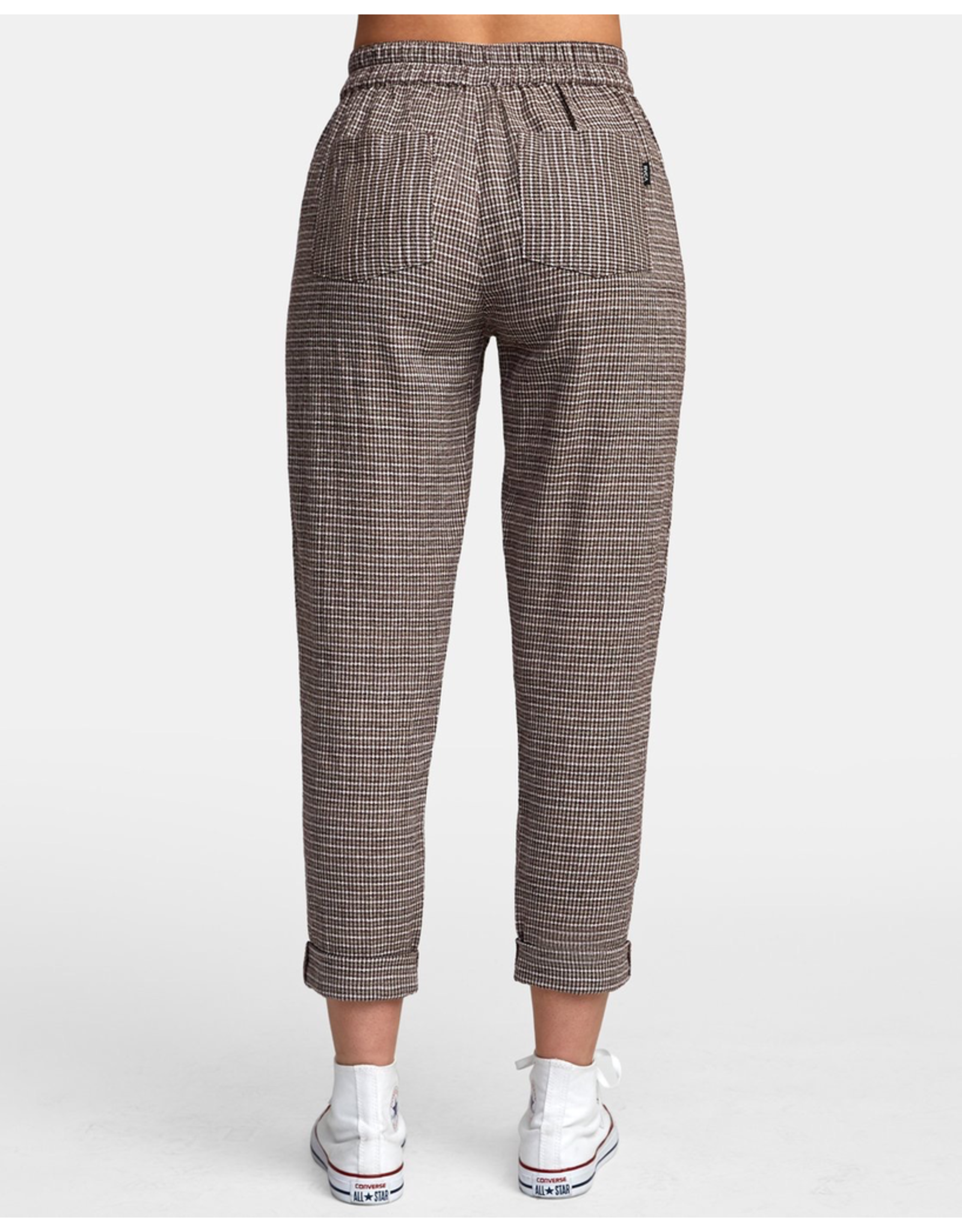 RVCA BACK SEAT DRIVER PLAID HIGH RISE PANTS