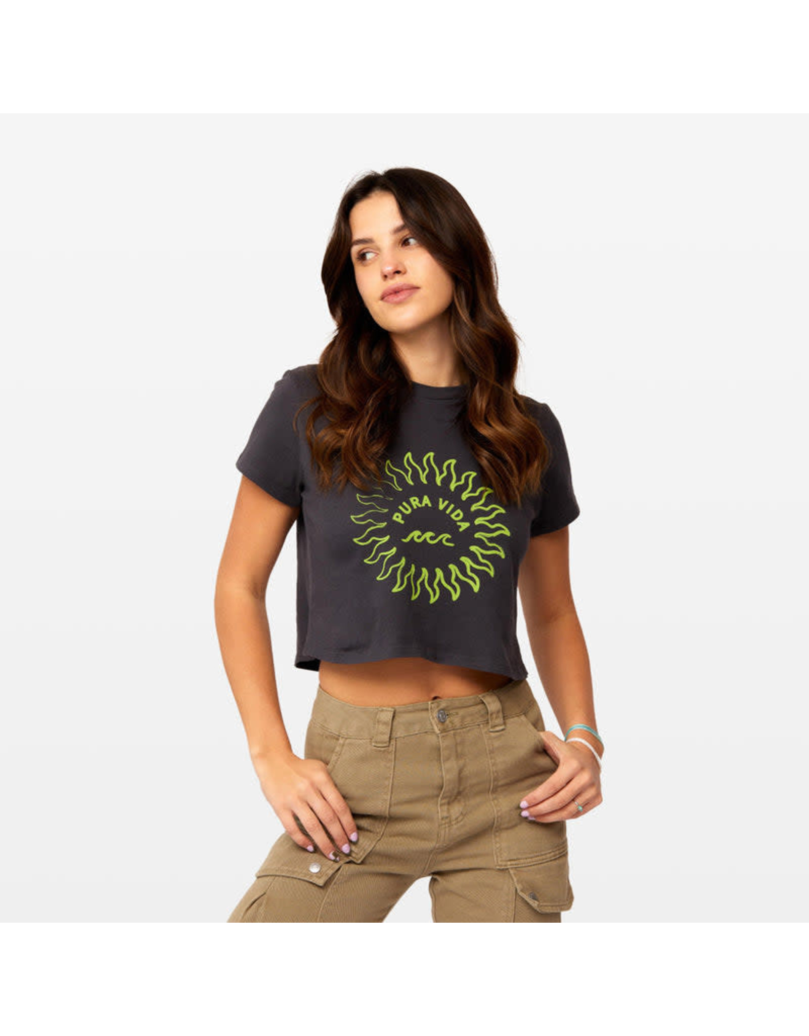 PURA VIDA PURA VIDA WAVE LOGO CROP TEE