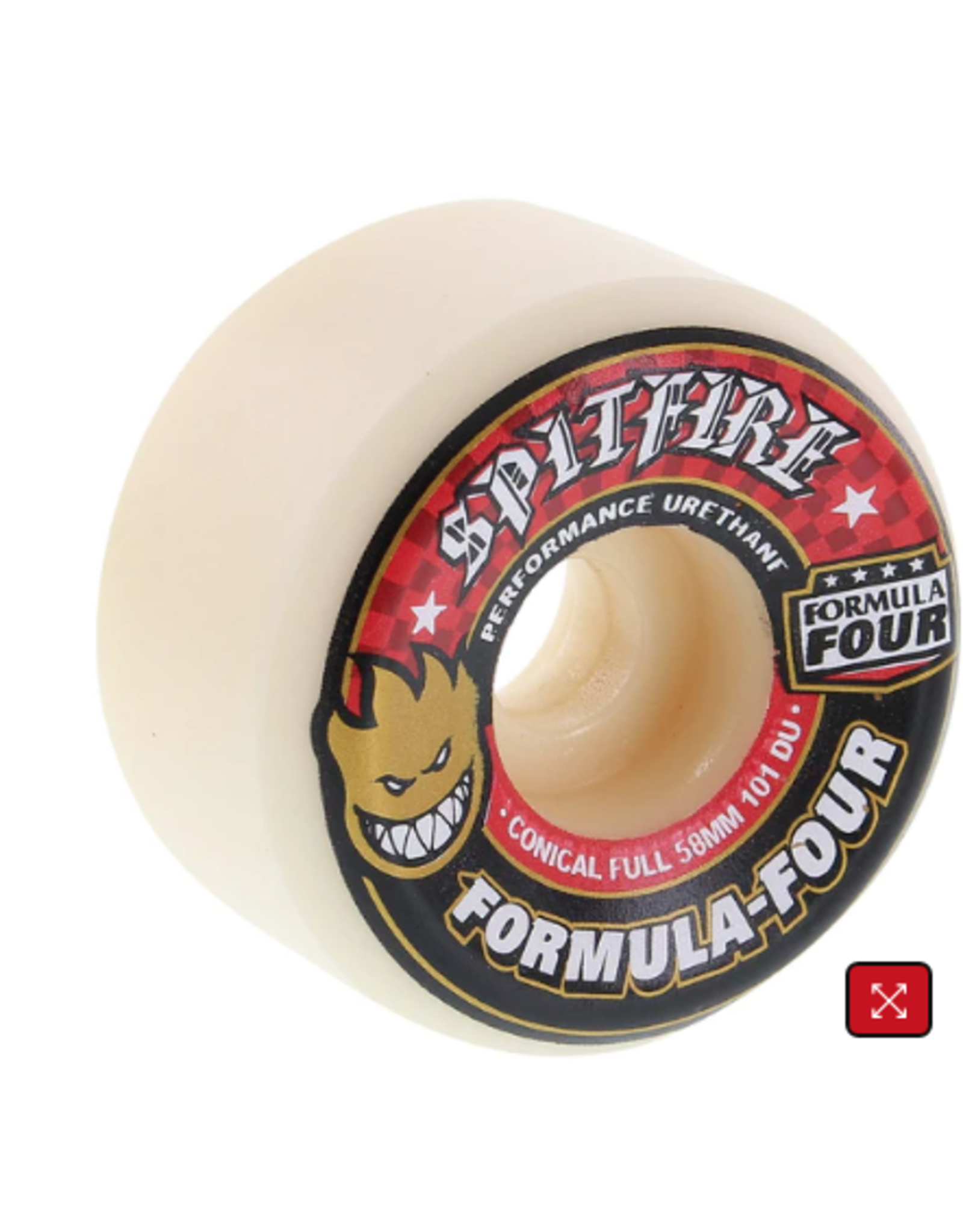 SPITFIRE Spitfire Wheels F4 Conical Full 58mm 101a - White/Red (Set Of 4)
