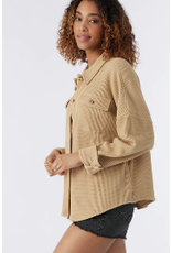 ONEILL Womens TOUR WAFFLE KNIT BUTTON-UP TOP