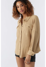 ONEILL Womens TOUR WAFFLE KNIT BUTTON-UP TOP