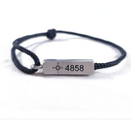 Compass Bracelet In Silver/Coal