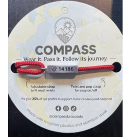 Compass bracelet in silver/red