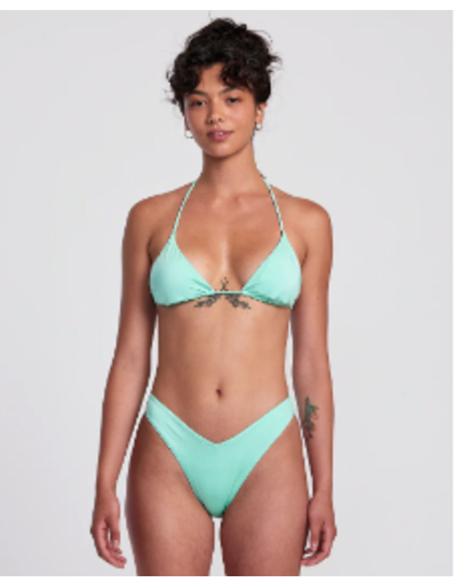 RVCA Girls SOLID SHIMMER TRIANGLE BIKINI TOP