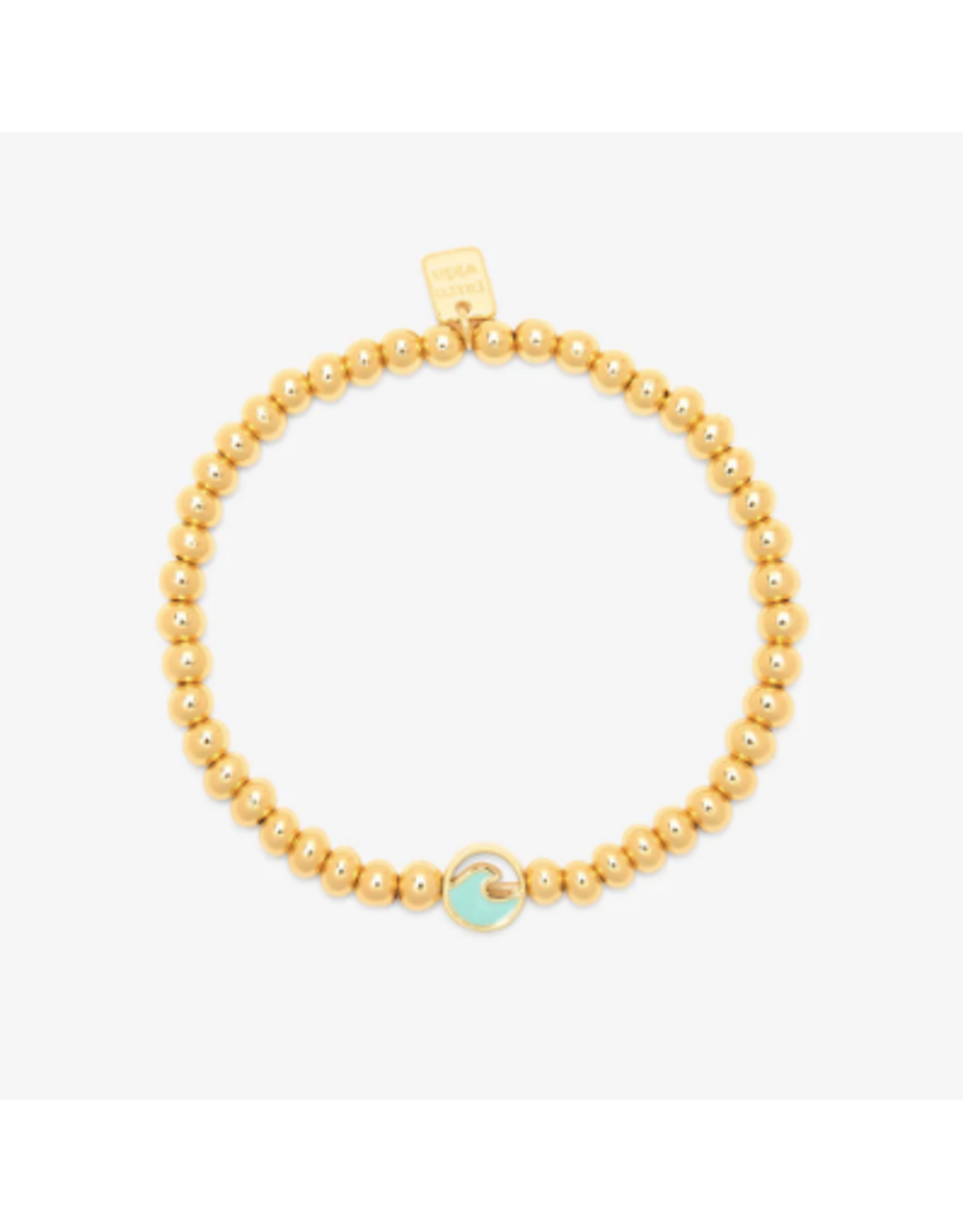 PURA VIDA PURA VIDA ENAMEL WAVE GOLD BEAD STRETCH BRACELET