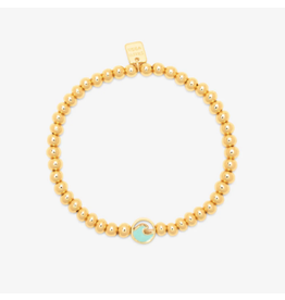 PURA VIDA PURA VIDA ENAMEL WAVE GOLD BEAD STRETCH BRACELET