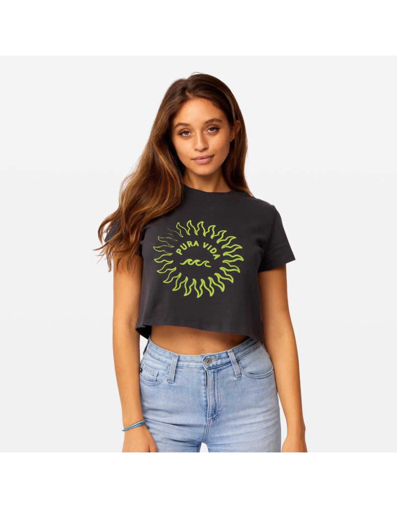 PURA VIDA PURA VIDA WAVE LOGO CROP TEE
