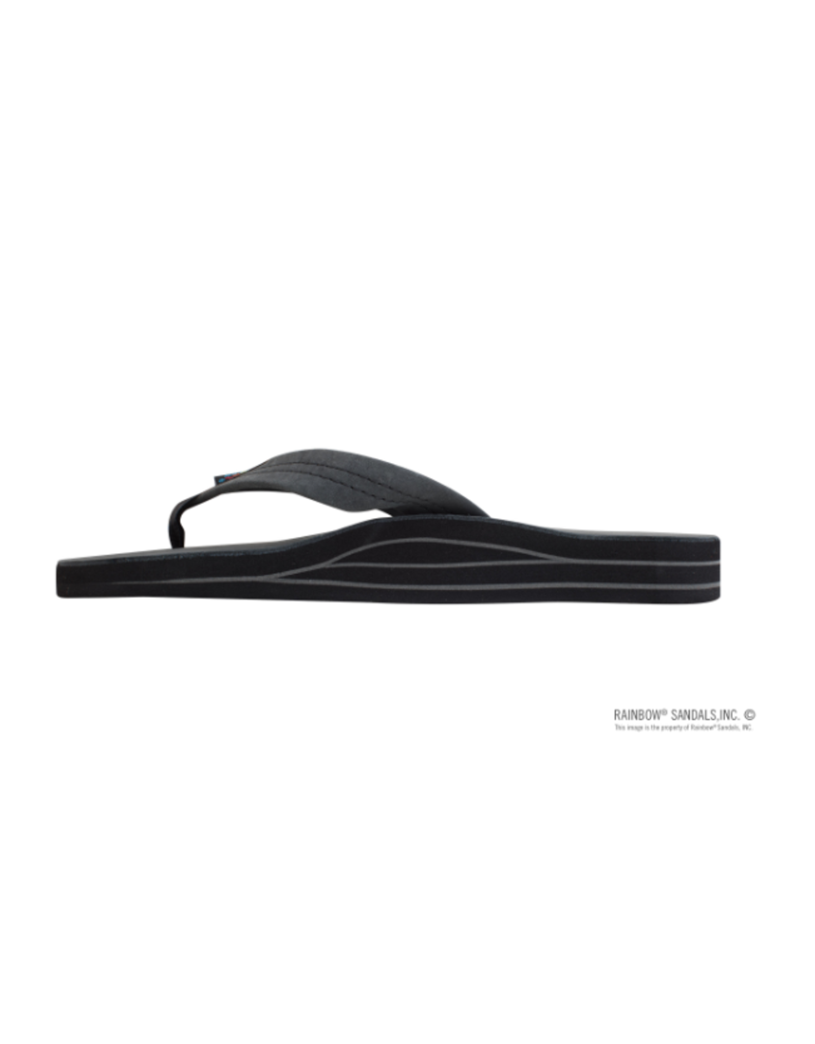 Rainbow Sandals LADIES BLACK Double Layer Premier Leather with Arch Support- LARGE