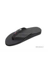 Rainbow Sandals LADIES BLACK Double Layer Premier Leather with Arch Support- LARGE