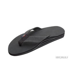 Rainbow Sandals LADIES BLACK Double Layer Premier Leather with Arch Support- LARGE