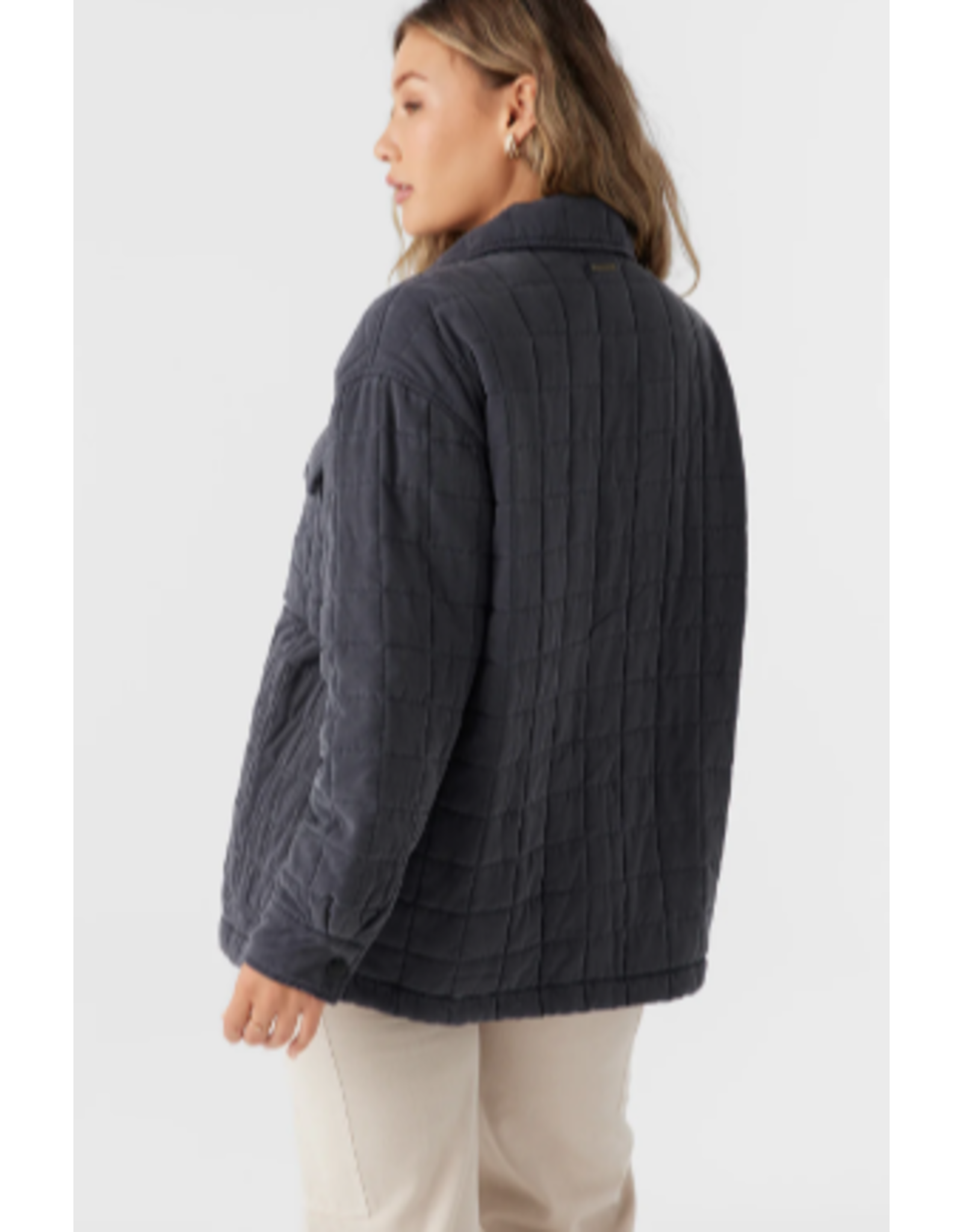 O'NEILL RYA QUILTED OVERSIZED FIT SNAP FRONT JACKET