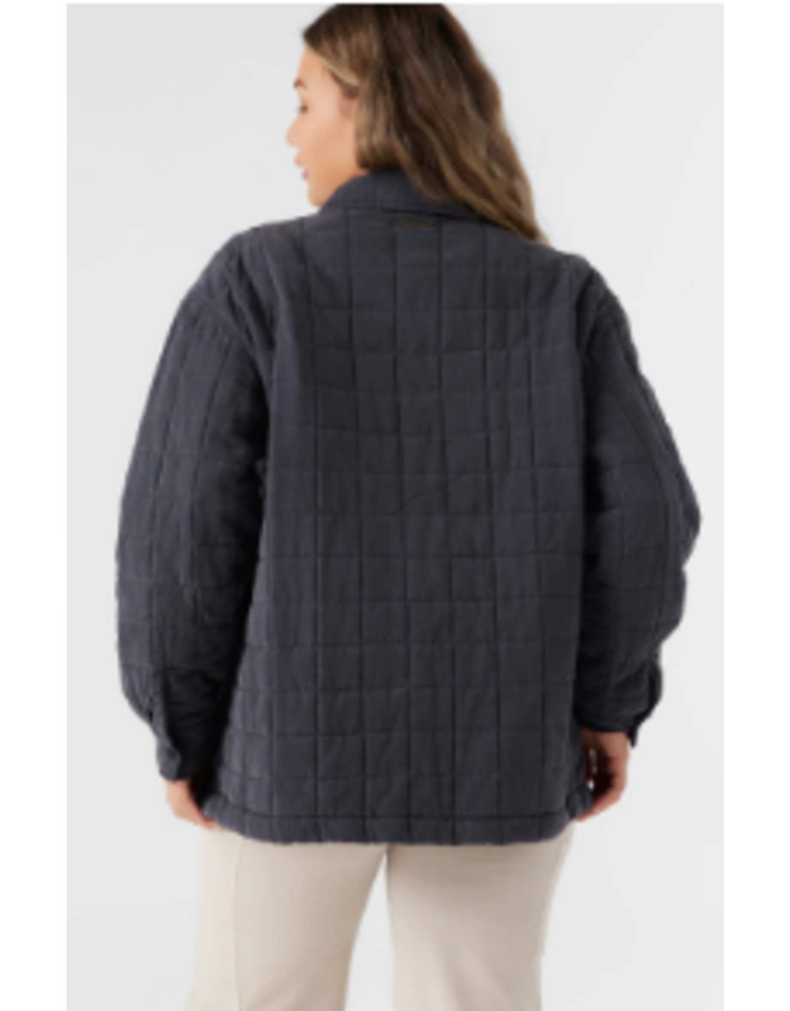 O'NEILL RYA QUILTED OVERSIZED FIT SNAP FRONT JACKET