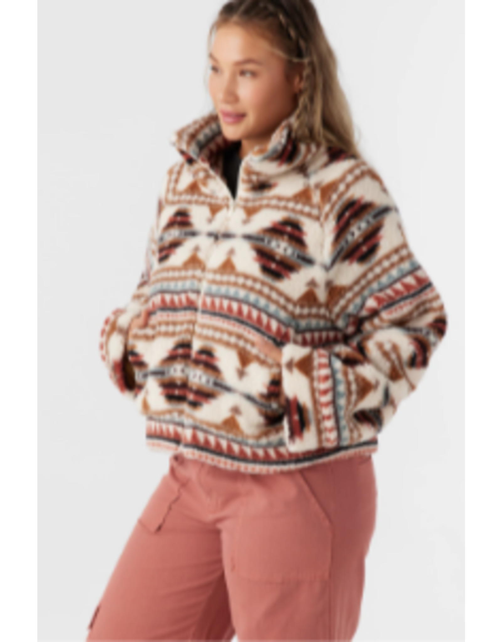 O'NEILL WOMENS RORI HIGH PILE FLEECE CROPPED JACKET