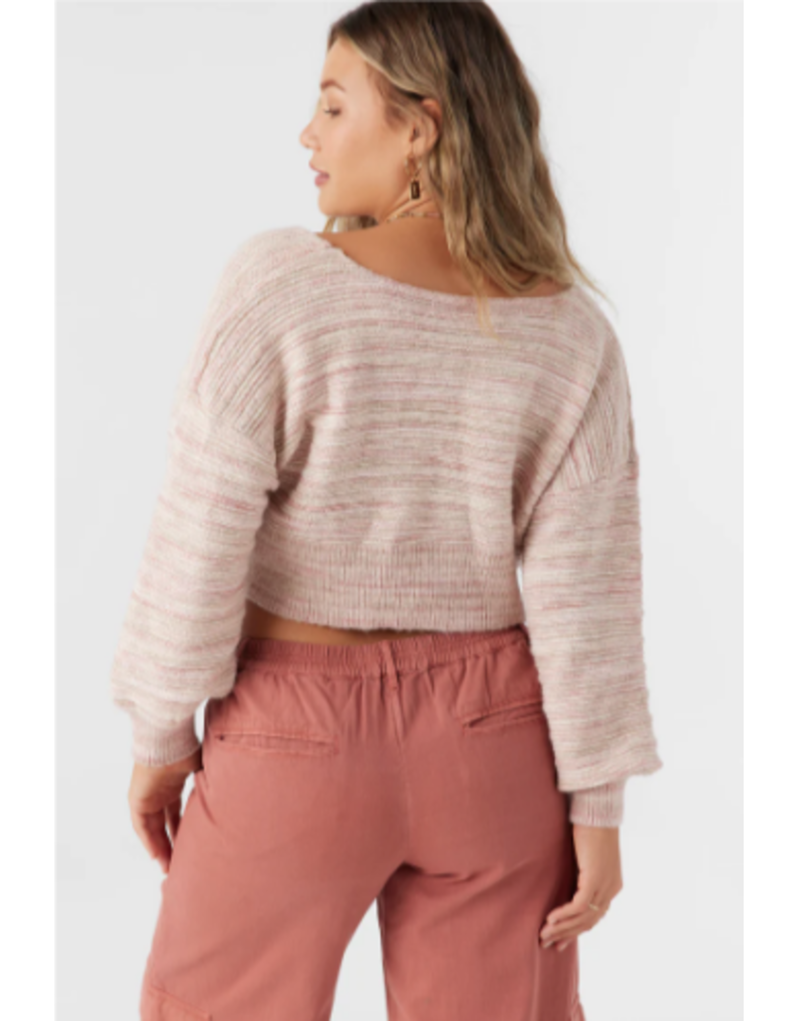 ONEILL Womens HILLSIDE STRIPE TWIST FRONT TWO-WAY SWEATER