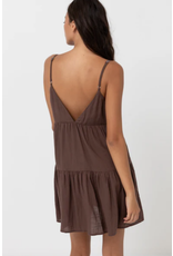 RHYTHM RHYTHM CLASSIC TIERED MINI DRESS CHOCOLATE