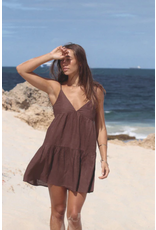 RHYTHM RHYTHM CLASSIC TIERED MINI DRESS CHOCOLATE