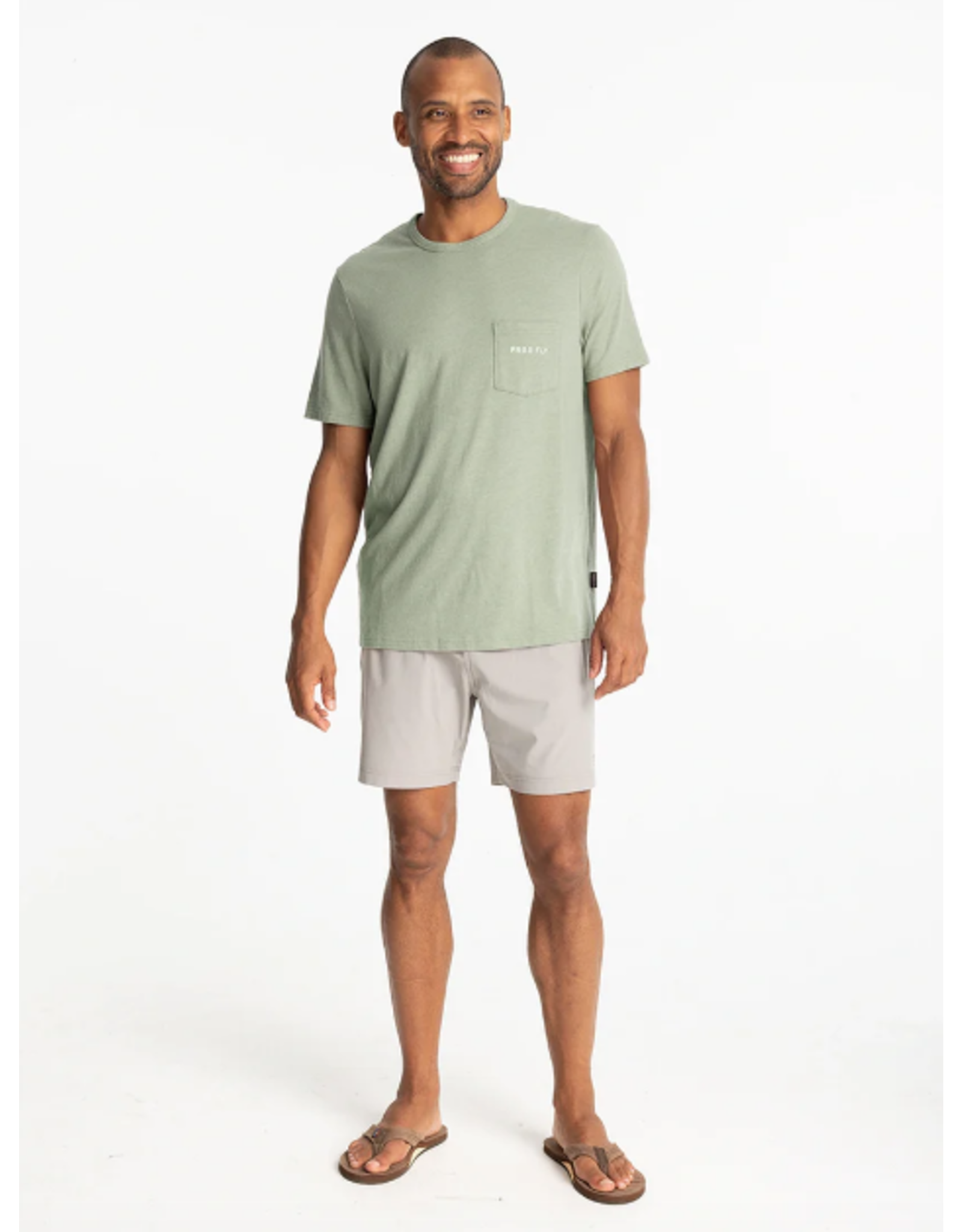 FREEFLY Channel Markers Pocket Tee HEATHER DESERT SAGE