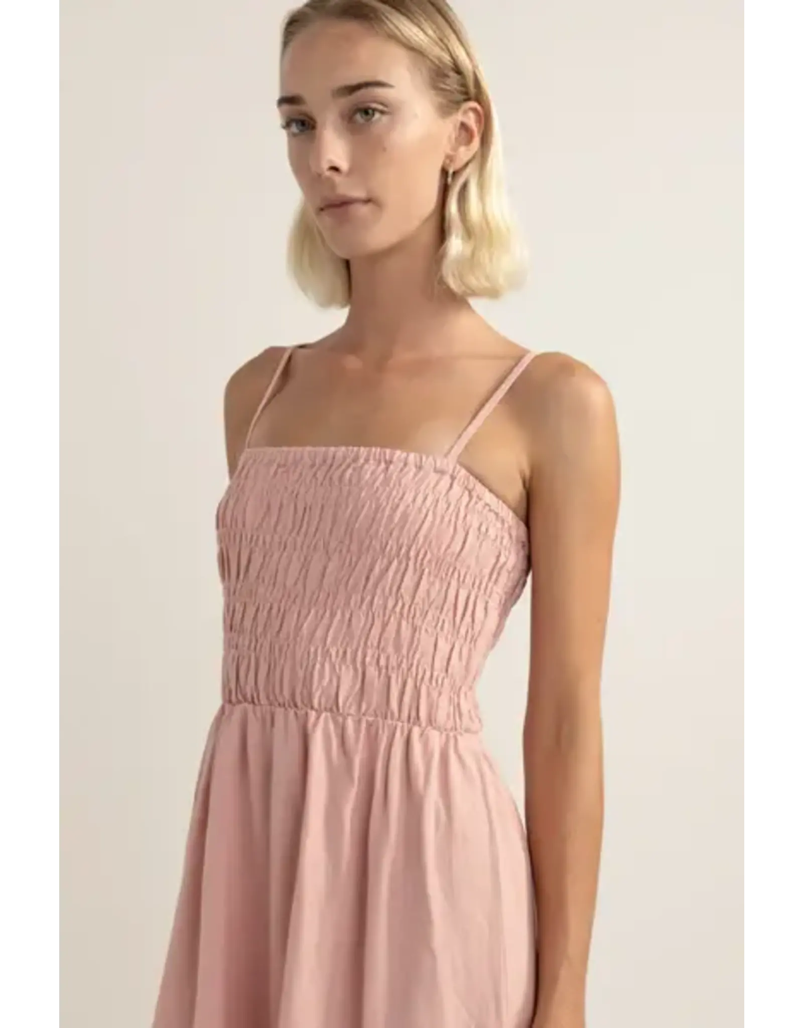 RHYTHM Classic Shirred Midi Dress