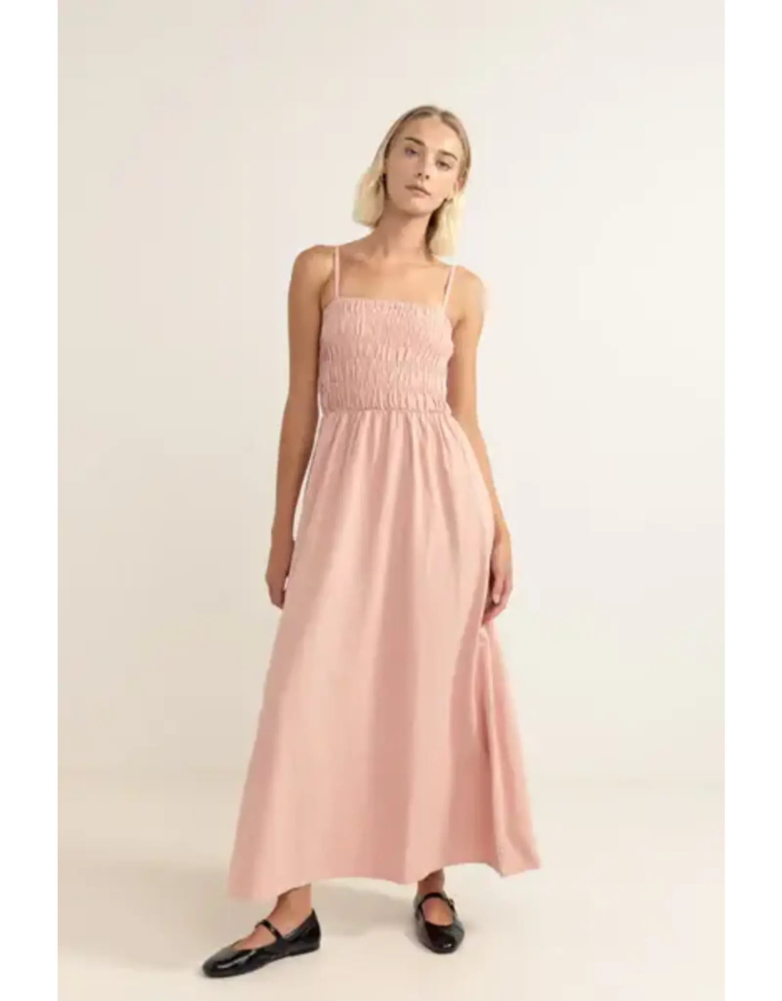 RHYTHM Classic Shirred Midi Dress