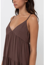 RHYTHM RHYTHM CLASSIC TIERED MINI DRESS CHOCOLATE